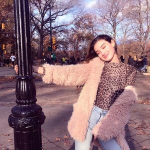 Dusty pink shaggy jacket